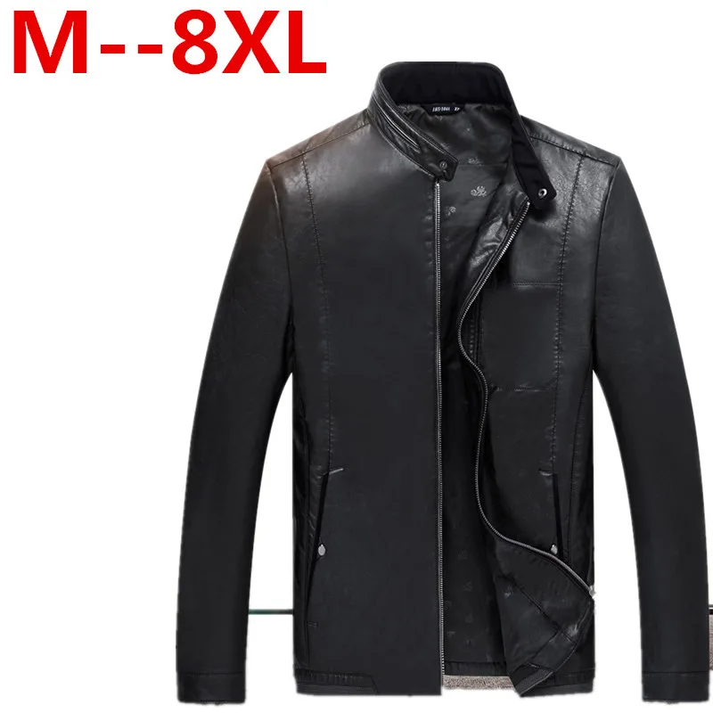 Большие размеры 10XL 8XL 6XL 5XL повседневные кожаные куртки мужские с длинным рукавом