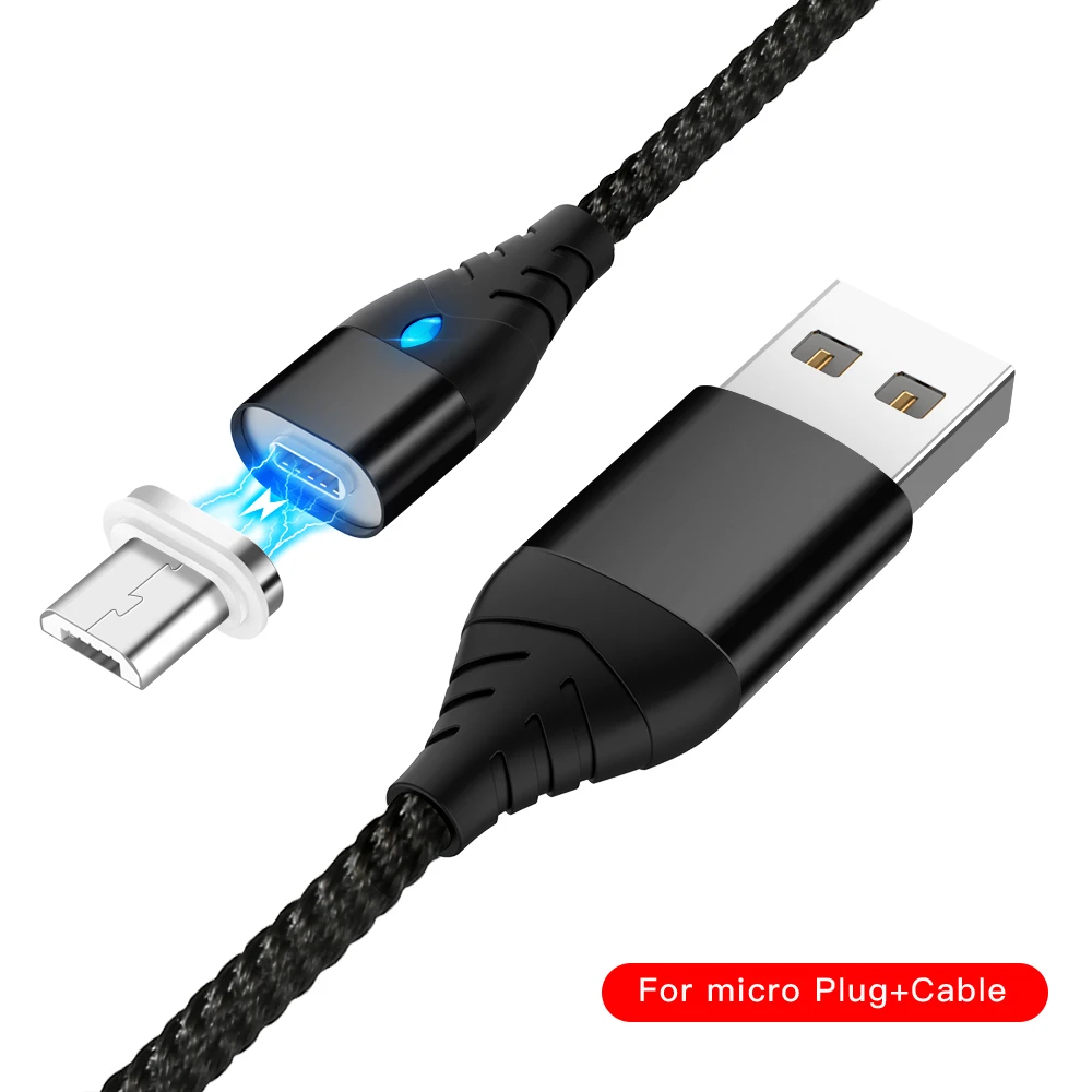 Магнитный кабель Micro usb type C для huawei P20 P30 lite USB C магнитное зарядное устройство для телефона для samsung S9 S10 Xiaomi Redmi note 7 - Цвет: Black For Micro