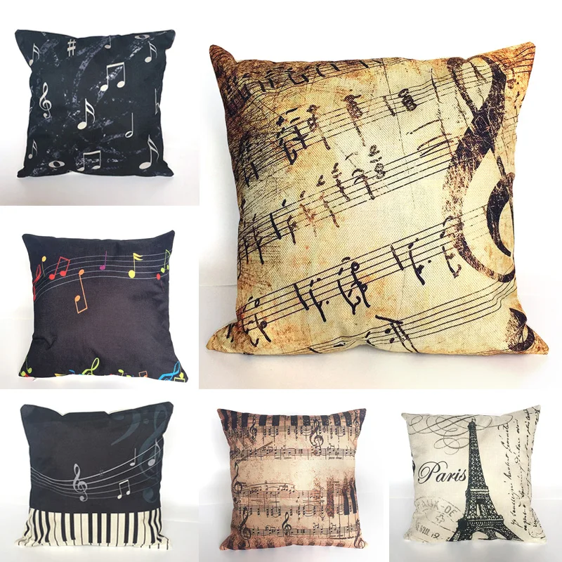 Музыкальная подушка наволочка декоративные чехлы на подушки из льна и хлопка для