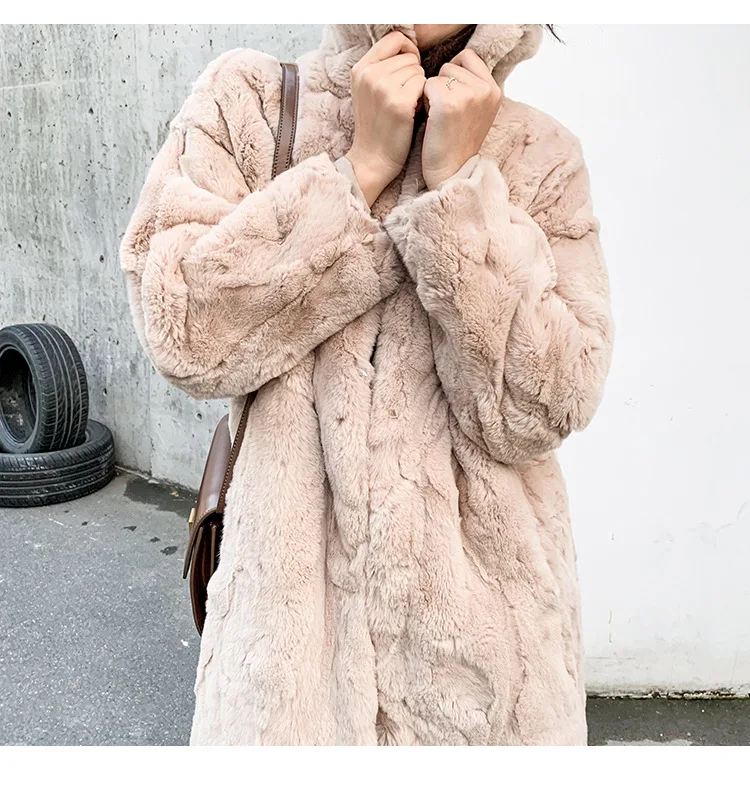 OFTBUY натуральным лисьим мехом пальто зимняя куртка Для женщин из натурального кроличьего меха с длинным пальто со стоячим воротником уличная Теплая верхняя одежда