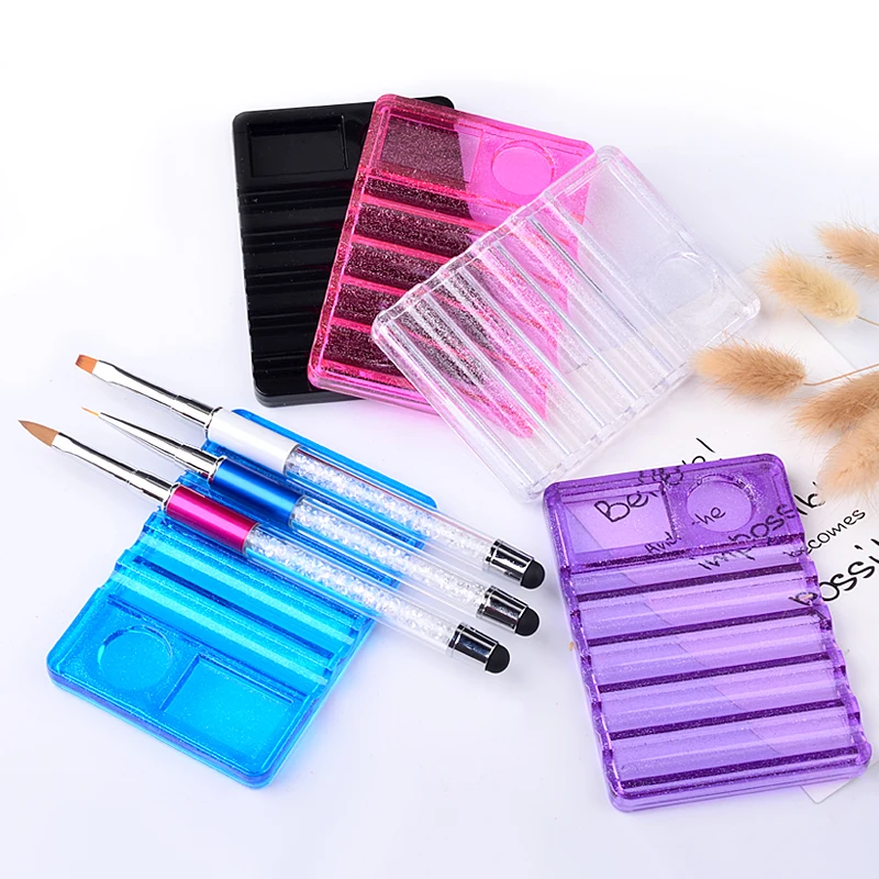 1Pcs 5 Grids Crystal Nail Art Brush Carrier Rack UV Gel Brushes Pen Rest Holder For Makeup Display Stand Accessories Tools | Красота и