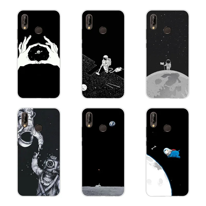 huawei P smart 2019 Case Silicon Black graffiti Painting Soft TPU Back Cover for Protect Phone cases shell |