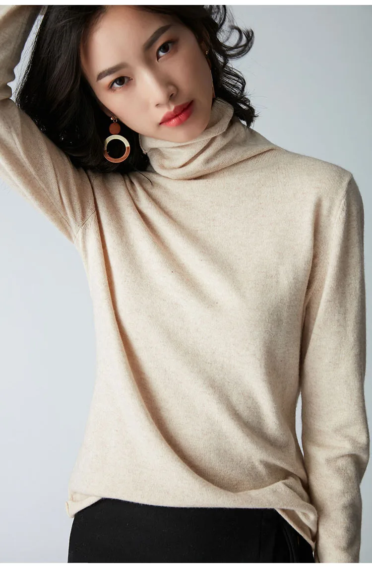 

Women Cashmere Sweater2018New Fashion Autumn Turtleneck High Qualtiy Female Short Sweaters Pullovers Knitting Basic Top Cardican
