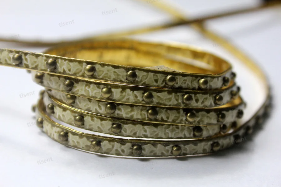 6 colors-5x2mm Flat PU leather cords Rivets Studs with Gold Color Back for Bracelet making | Украшения и аксессуары
