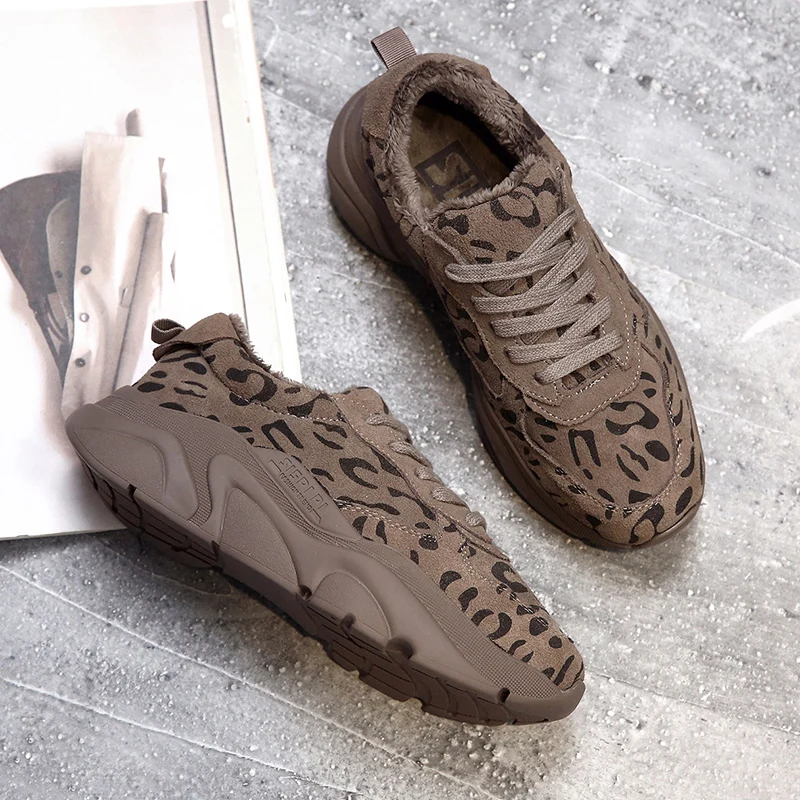 LUONTNOR леопардовым принтом Для женщин кроссовки Высота Увеличение Спортивная