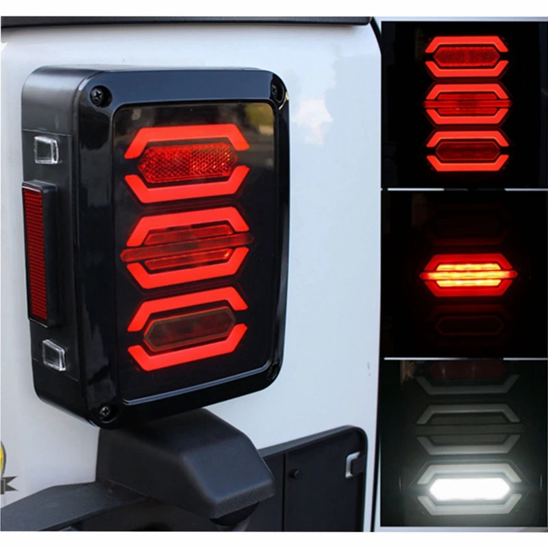 

TNOOG 2X New Diamond Smoked Tail Lights for 07-17 Jeep Wrangler JK Brake Reverse Turn Lamp Daytime Running Trun Signal Light