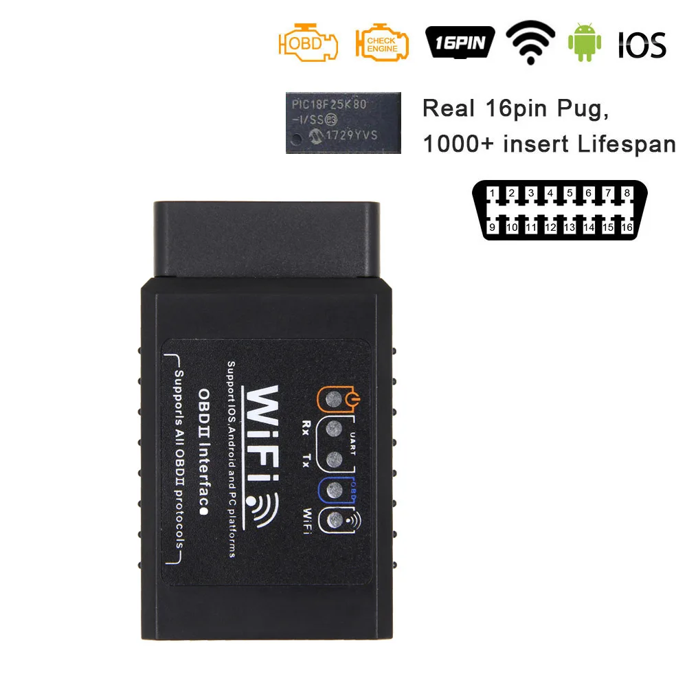 Style 2 ELM 327 V1.5 с PIC18F25K80 OBD2 wifi сканер для IOS/Android ELM327 V1.5 Wi-Fi OBD OBD2 автомобильный диагностический автоматический инструмент считыватель кода - Цвет: Style 2