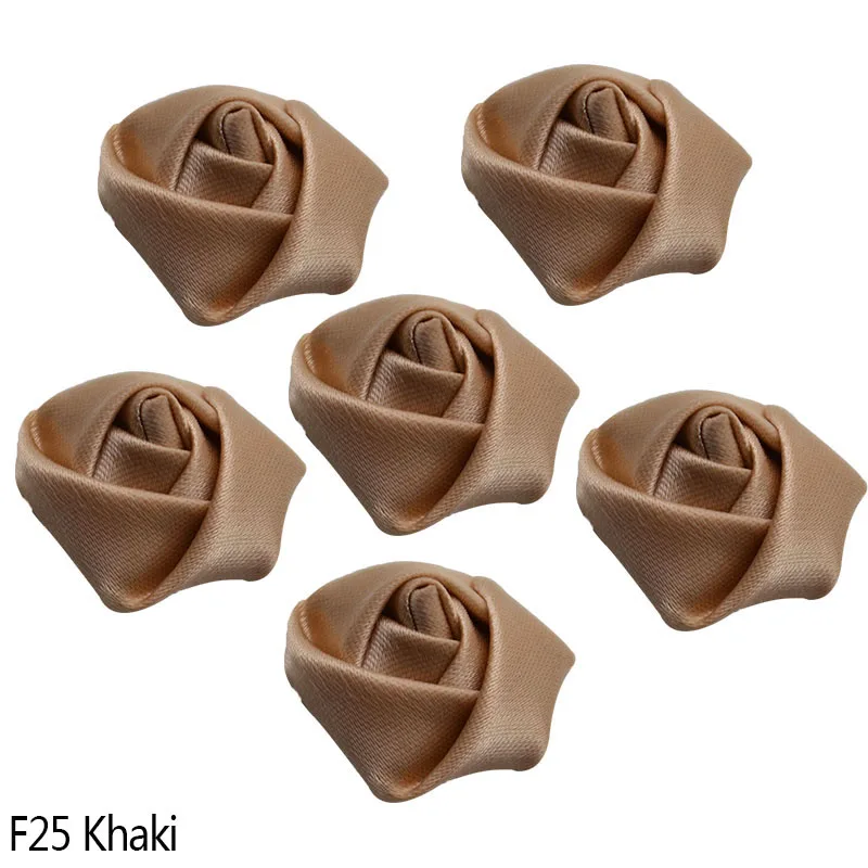 khaki 10 шт., 2 см, Мини атласная розовая лента, розочки, тканевый цветок, сделай сам, ручная работа, розы, цветы для дома, свадебные украшения, скрапбукинг, ремесло - Цвет: khaki