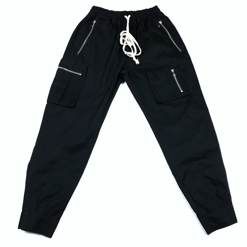 

Men Cargo Pockets Relaxed Jogger Pants Cotton Drawstring Snap Ankles Twill Pants Streetwear