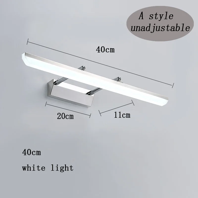 A 40CM whitelight Светодиодный настенный светильник, современный туалетный светильник, зеркальный светильник, лампа для спальни, акриловый светодиодный зеркальный светильник для ванной комнаты, настенный светильник - Цвет абажура: A 40CM whitelight