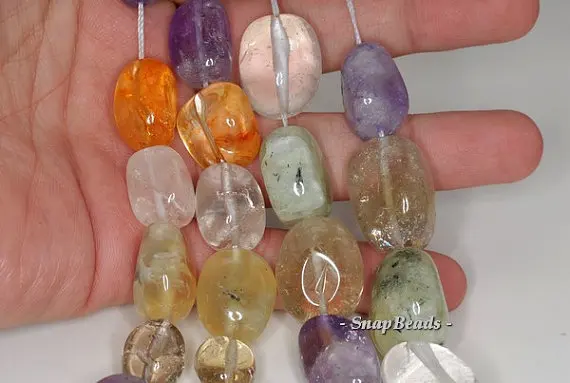 26x16-15x10mm Аметист Цитрин Пренит Дымчатый Рок Crystal Mix Кварцевые Gemstone Nugget Loose Бусы 7