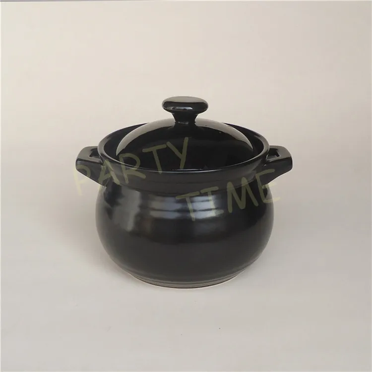 Керамическая черная кастрюля термостойкий горшок для суповой каши комплект