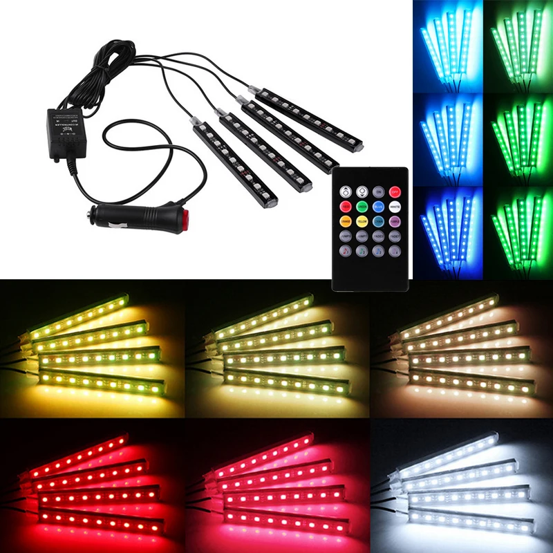 Светодиодная лента RGB для автомобиля декоративные автомобильные атмосферные