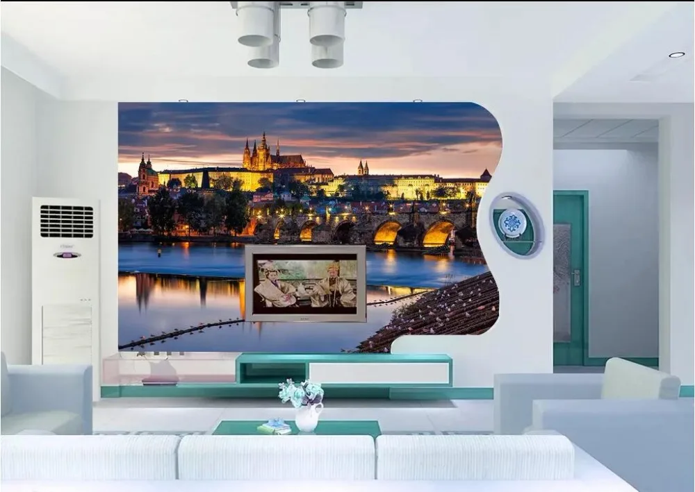 3d фото обои на заказ росписи арочный мост Город Ночной пейзаж домашний Декор