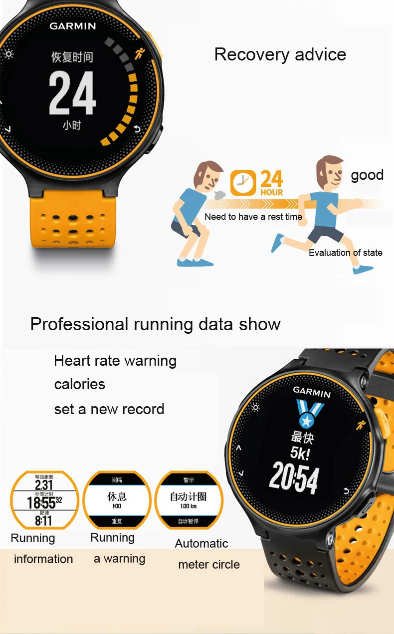 Оригинальные gps спортивные часы Garmin forerunner 235, классические фитнес-часы, монитор сердечного ритма, водонепроницаемые мужские и женские Смарт-часы dz09 q50