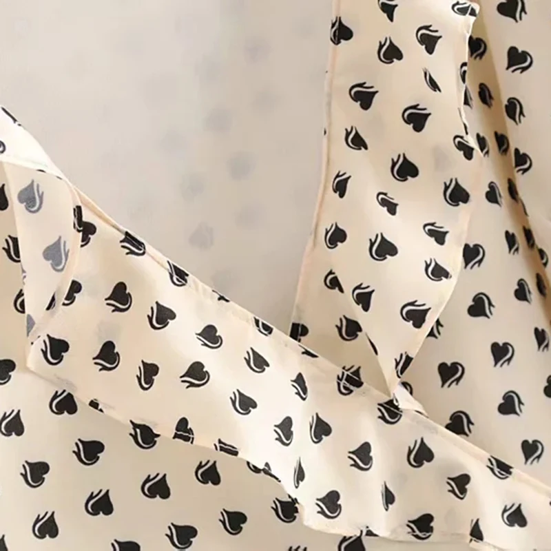 Chic Women Ruffles Dress 2019 Summer Ladies Lovely Heart Print Dresses Cute Girls Bow Layered Vestidos feminine clothes | Женская одежда
