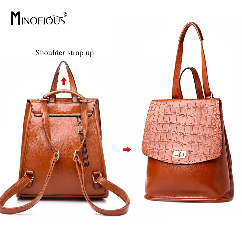 MINOFIOUS из искусственной кожи аллигатора женский рюкзак однотонная школьная сумка