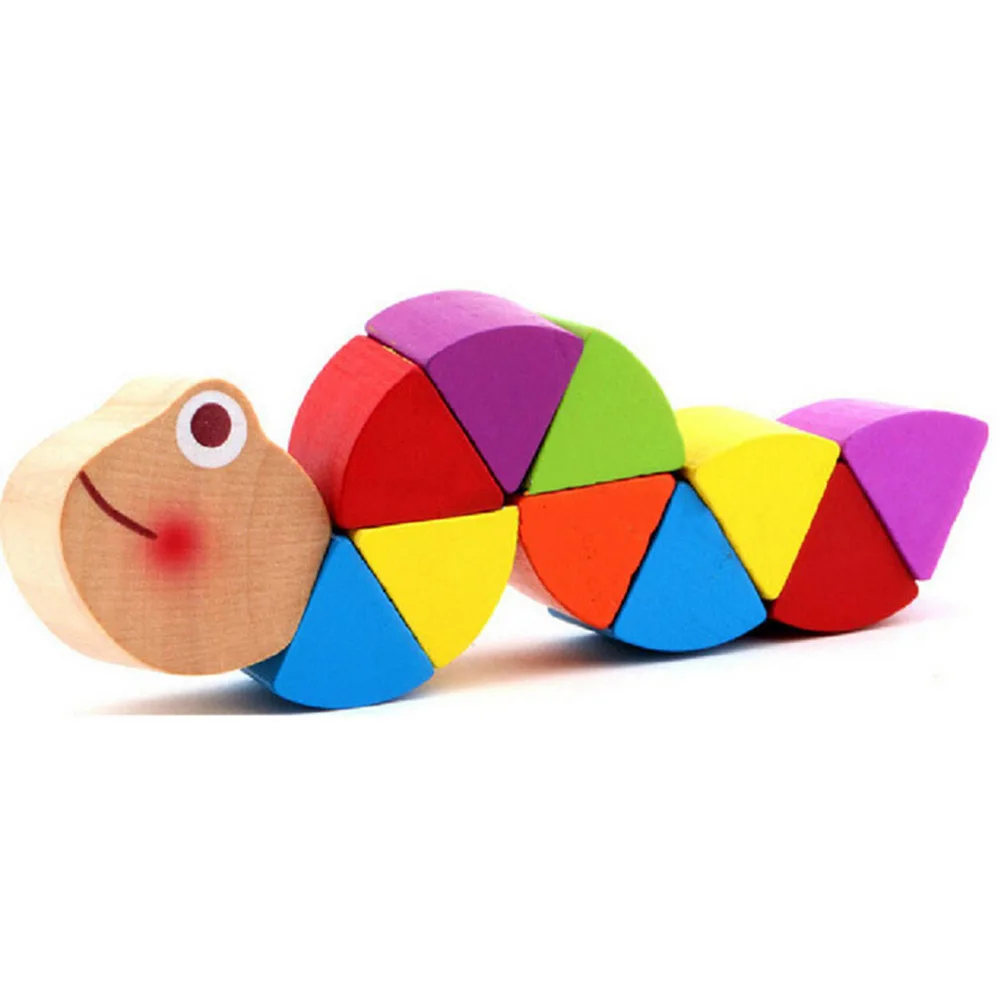 Puzzles Colorful Wooden Worm Kids Learning Educational Didactic Baby Development Toys Fingers Game for Children Montessori Gift