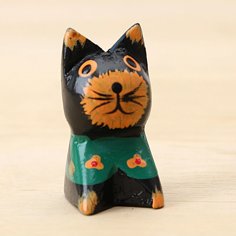 5 см ручная роспись деревянные резные кошки красные синие зеленые путешествия
