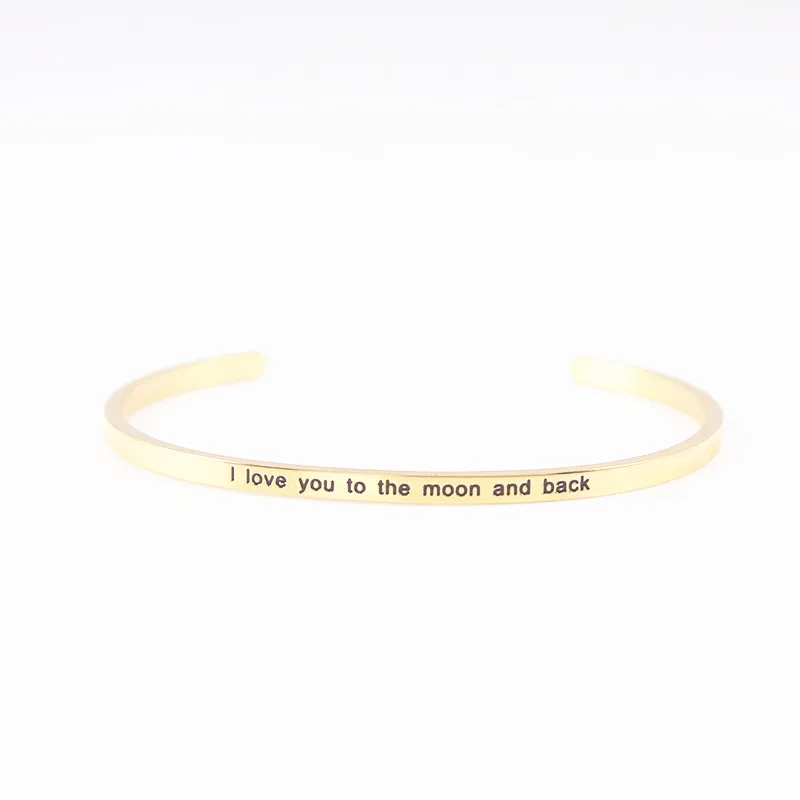 I love you to the mo Золото 316L Нержавеющая сталь браслет, женская бижутерия вдохновляющие по индивидуальному заказу Цитата браслет с мудрым высказыванием Браслеты, мамы, сына и дочки; подарок - Окраска металла: I love you to the mo