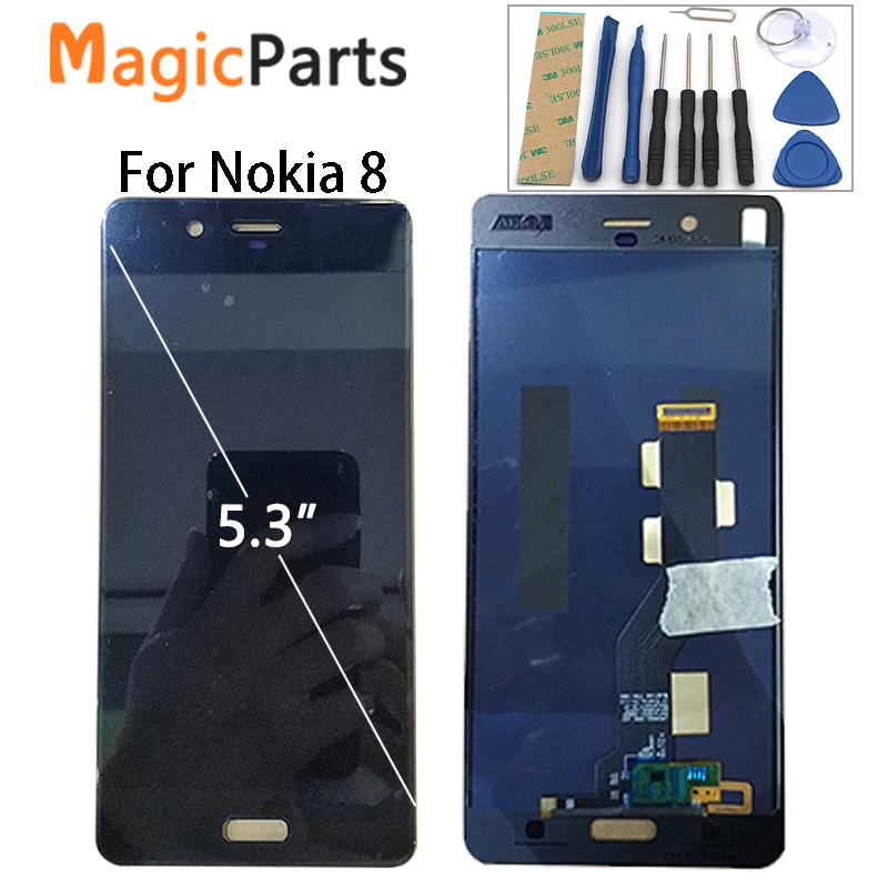 ЖК-дисплей с сенсорным экраном и дигитайзером в сборе для Nokia 8 черный Бесплатная