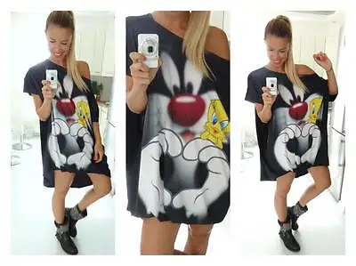 Женское летнее платье Новое поступление 2019 года свободное с милым мультяшным