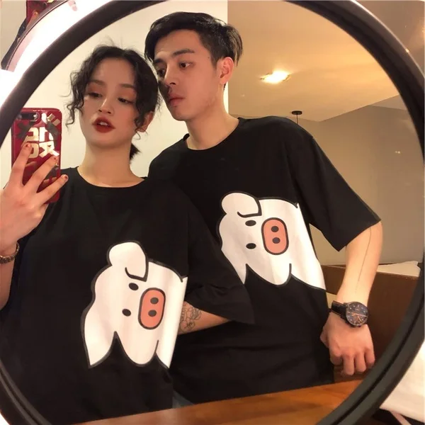 Harajuku футболки женская летняя одежда шикарная Ulzzang трендовая полосатая большая футболка с коротким рукавом Свободная Студенческая футболка - Цвет: Xian 452 hei