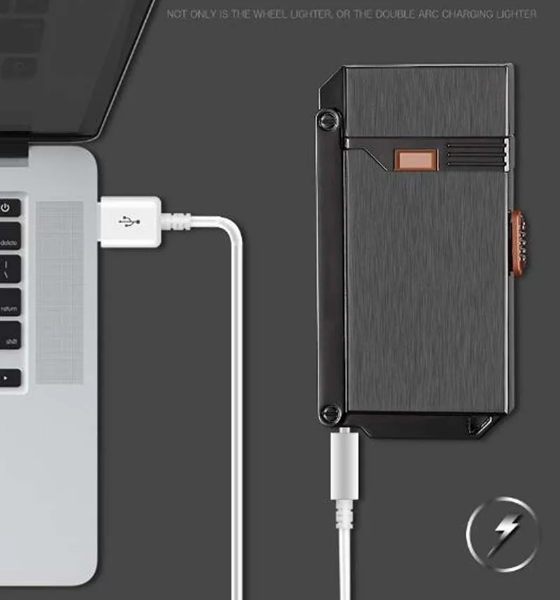 2 в 1 USB электрическая двойная дуговая Зажигалка перезаряжаемая ветрозащитная Зажигалка многоразовая газовая пламенная сигарета двойная плазменная зажигалка