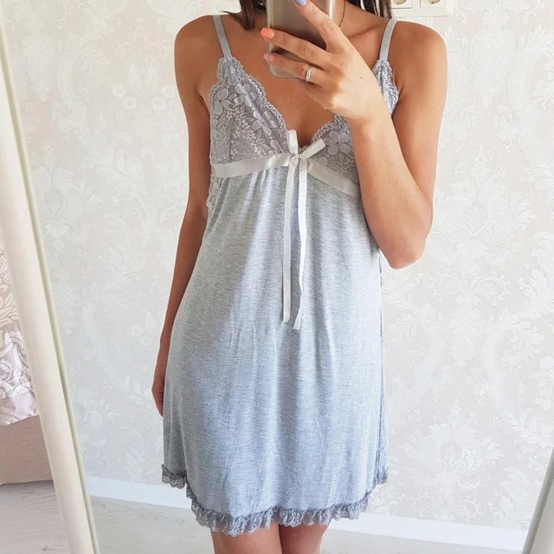 Женская ночная рубашка кружевная мини с вышивкой|sleep shirt|embroidery nightgownwomen sleepwear |