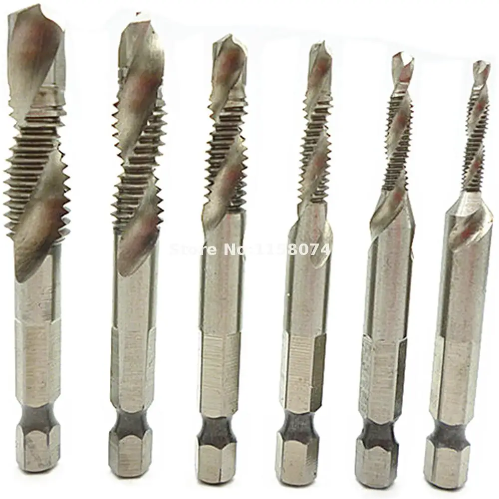 6x Sae Метчик метчики для нарезки винтов 1/4 &quotШестигранная заглушка коснитесь 1/8&quot