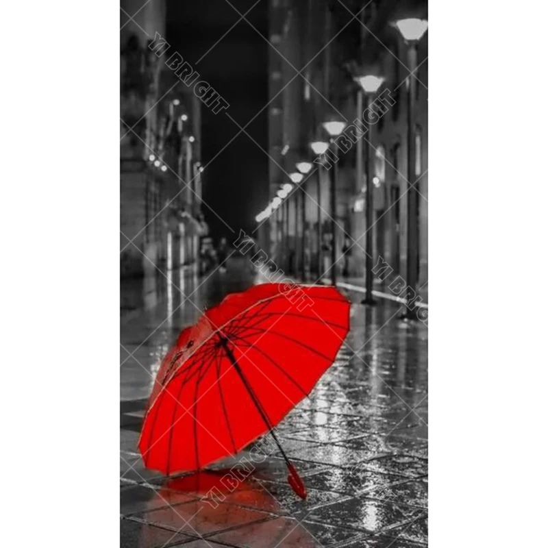 Diy diamond painting cross stitch &quotStreet Red Umbrella&quot Full Round Diamond embroidery Needlework Rhinestone Mosaic Crafts 1123 | Дом и