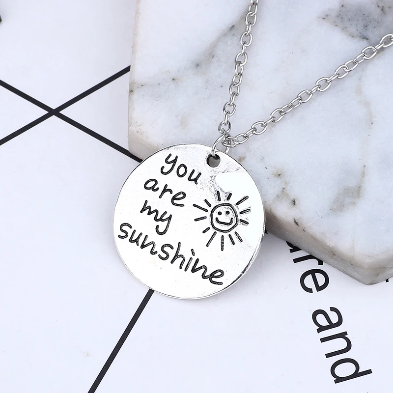 Новинка 2019 ожерелье с кулоном в виде сердца You Are My Sunshine модное круглое подвеской