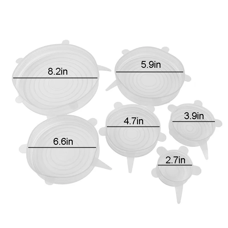 6pcs/set Stretchable Lids Cover Plastic Food Silicone Kitchen Picnic Outdoor Easy To Use Reusable Multi-Purpose Convenient Drop | Дом и сад