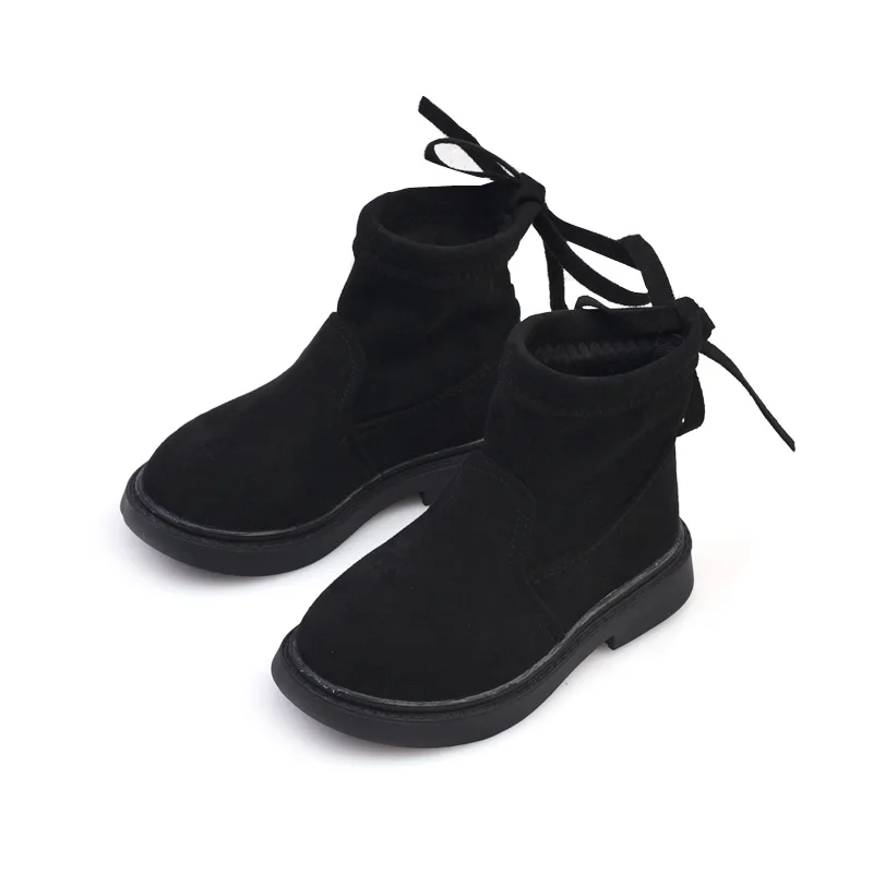 2018 зимняя новая модная детская обувь ботинки для девочек бархатные короткие с