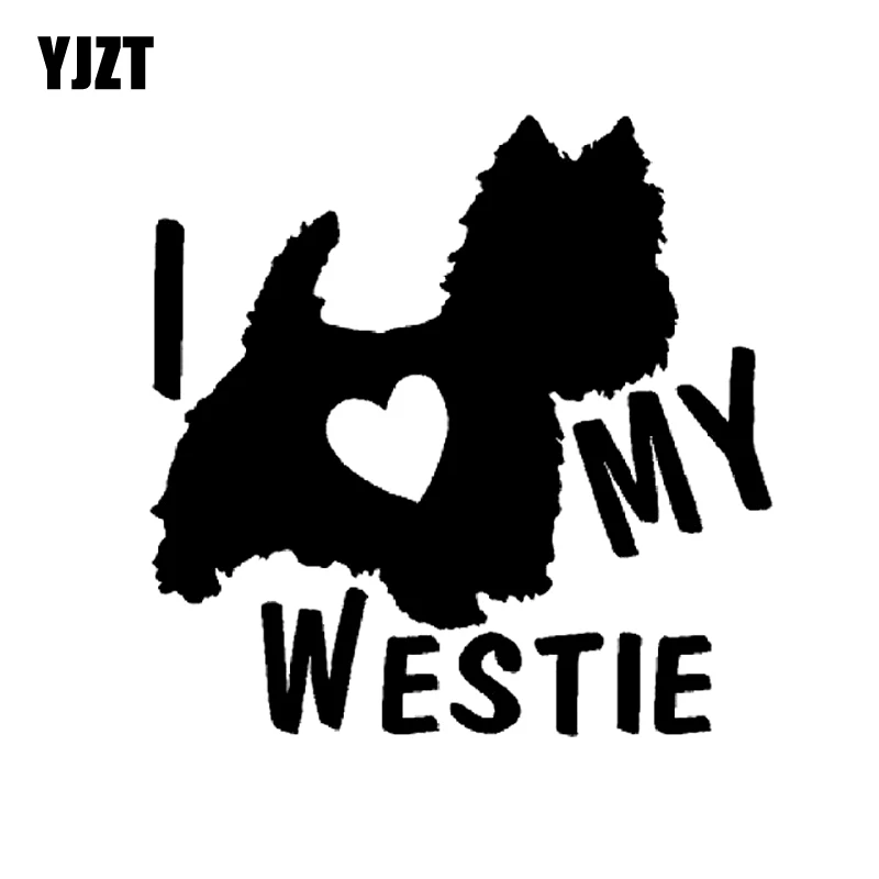 YJZT 14 см* 13,8 см I LOVE MY weestie Terrier собаки виниловые автомобильные наклейки черный/серебристый C10-00298