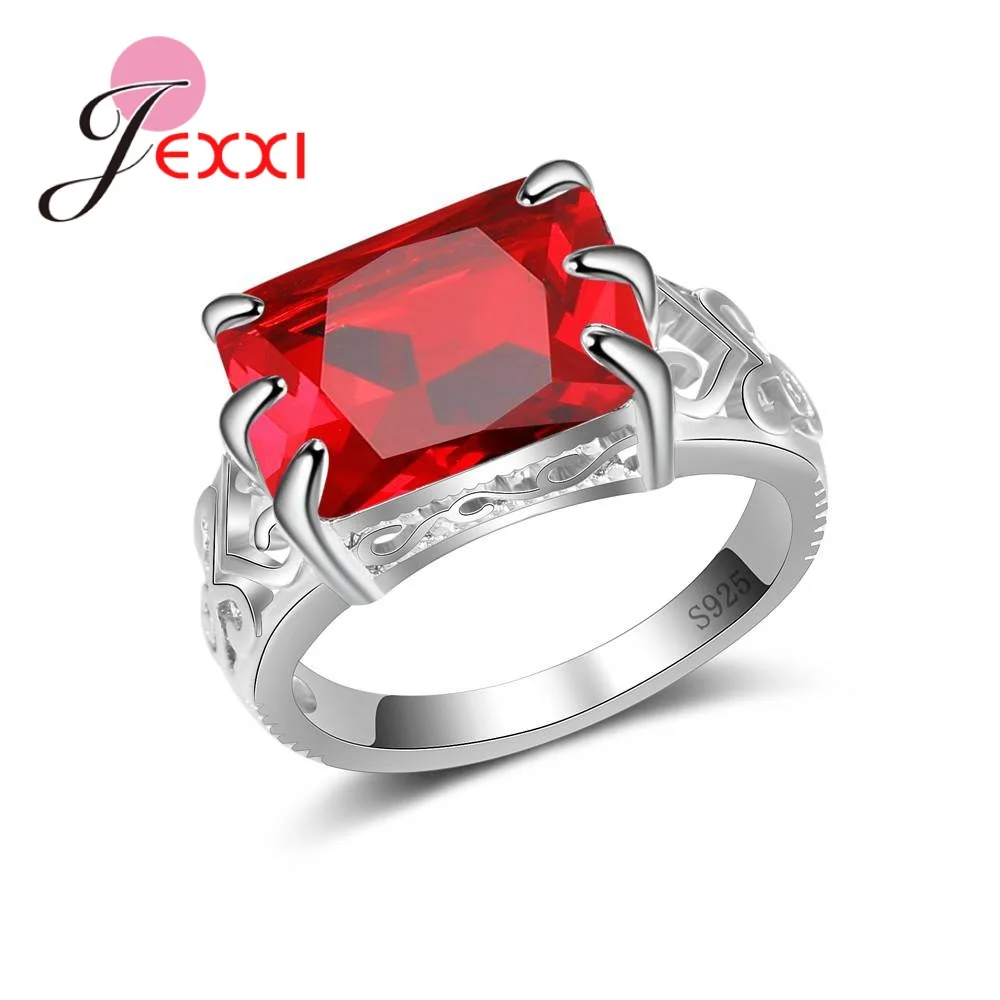 

Newest Hot Sale High Quality Big Red Zirconia Original 925 Sterling Silver Retro Styles Rings for Women Luxury Jewelry