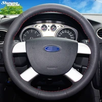 bannis hand stitched black leather car steering wheel cover for ford kuga 2008 2011 focus 2