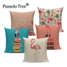 Молния высокое качество молния фламенкос текстиль красный Фламинго квадратная подушка 45 см x 45 см квадратный диван Печатный чехол для подушки