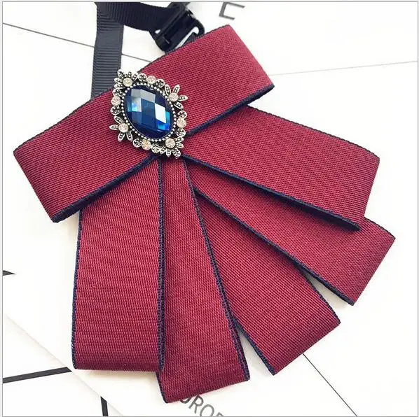 

20Pcs Red Tie Bow Brooch Fabric Crystal Flower Pins And Brooches Accessories Ladie Bowtie Broaches Pin Badge For Women Men