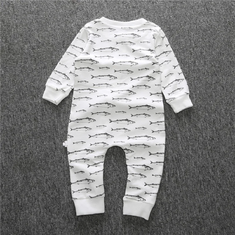 2018 новая детская одежда с принтом рыбы Одежда для новорожденных мальчиков и
