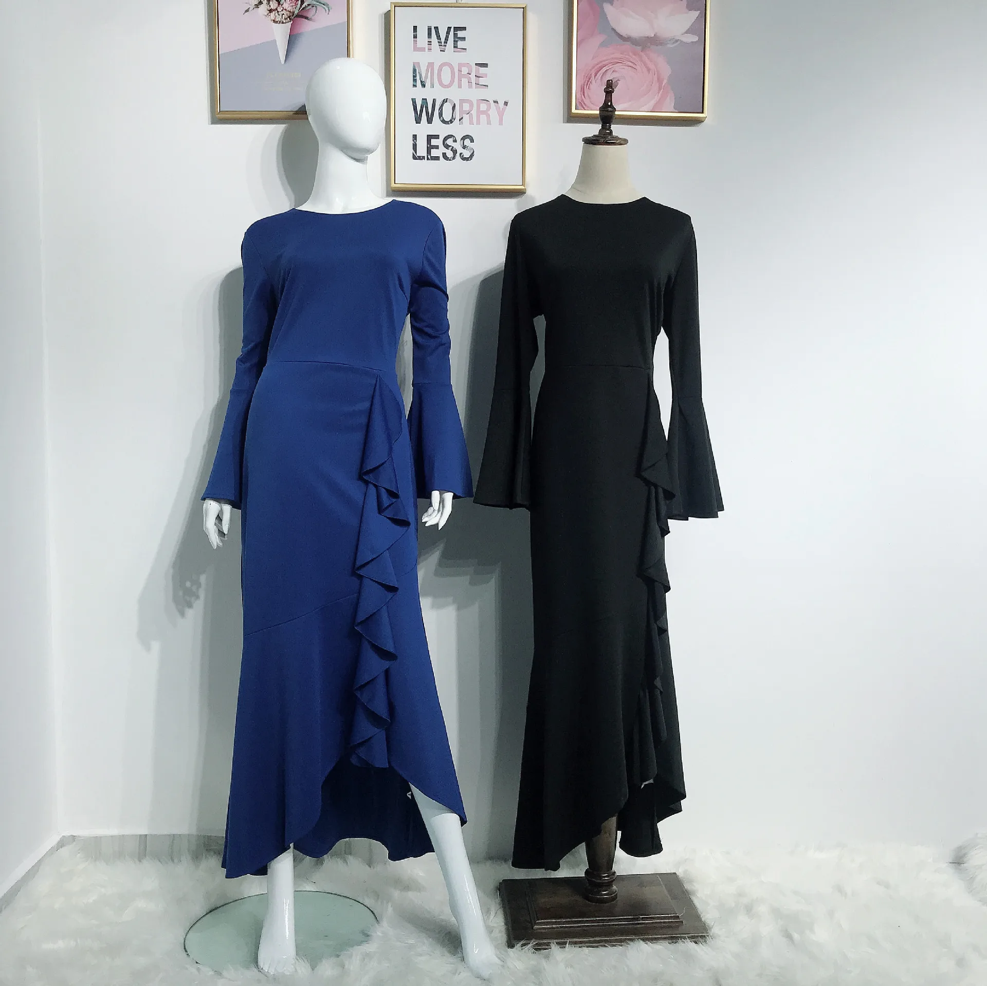 Мусульманское кружевное Макси платье abaya длинные халаты с поясом Туника jilбаб