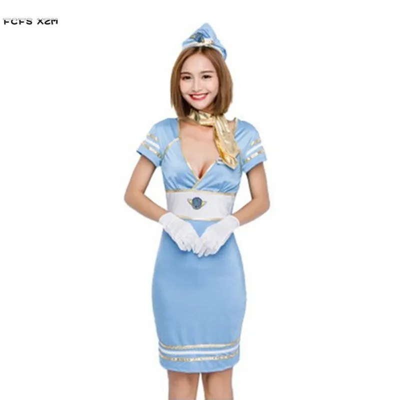 Сексуальная женщина Хэллоуин моряк темно синий костюмы стюардесса униформа Cosplays