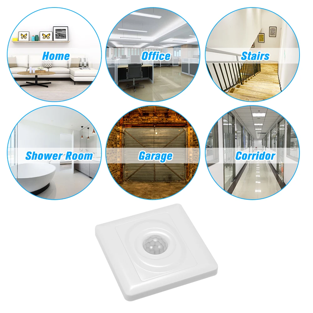 

Wall Mounted Automatic IR Infrared Motion Sensor ON/OFF Switch Wired PIR Movement Detector Light Switch