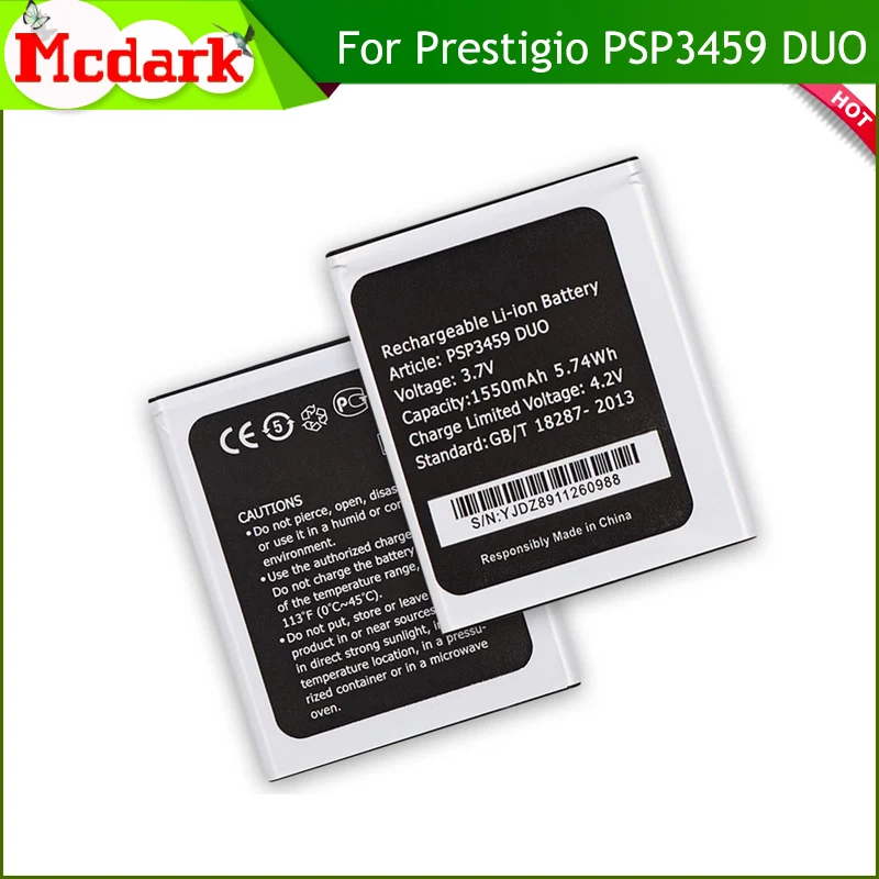 Запасной аккумулятор большой емкости Mcdark PSP3459 DUO резервная батарея 1550 мАч для