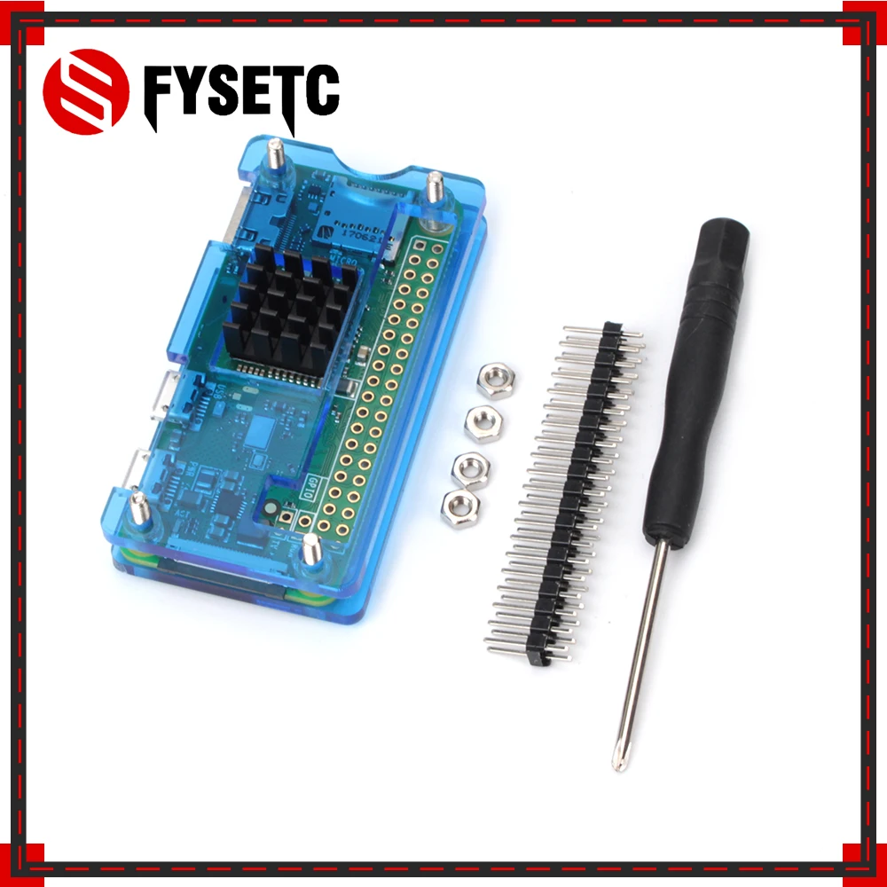Raspberry Pi Zero W 4 в 1 комплект синий акриловый чехол + теплоотвод отвертка разъем GPIO для