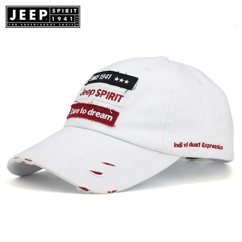 JEEP SPIRIT, Брендовая женская и мужская кепка, s, повседневная, хлопковая, с надписью, бейсбольная кепка, потертая, унисекс, кепка, s, Snapback, папа, кепка, для улицы, Черная кепка - Цвет: Белый