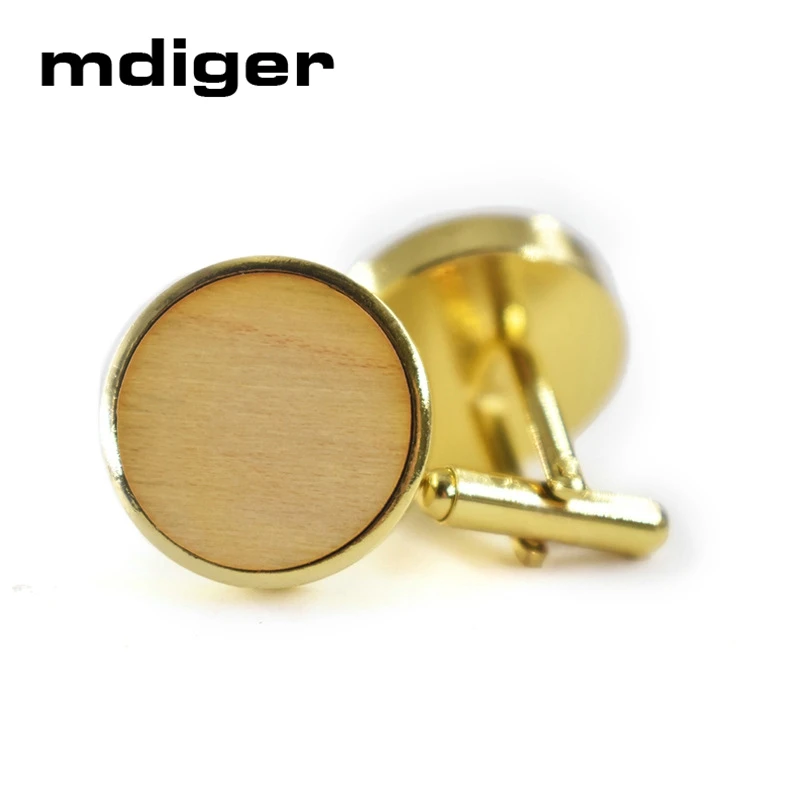 Mdiger запонки с деревянными элементами для мужчин круглой формы деревянные