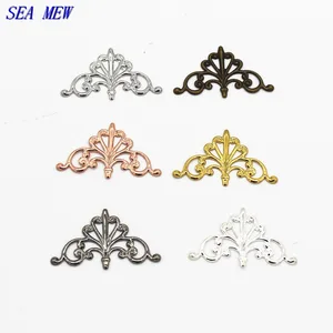 Филигранные полые соединители для бижутерии, металлические, латунные, 16 х28 мм, 100 шт.