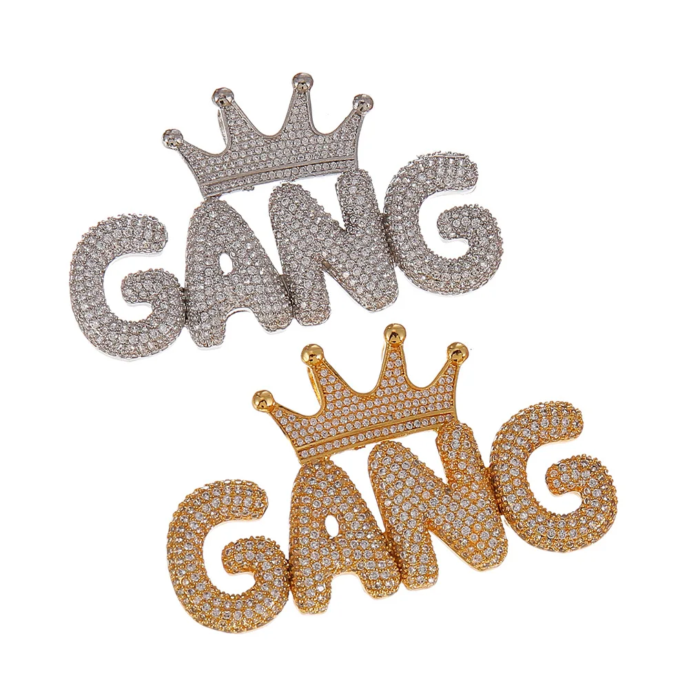 Для мужчин хип-хоп Iced out Bling ворона с бандой кулон цепочки и ожерелья s AAA Циркон