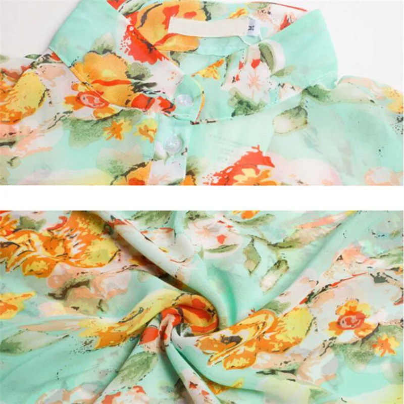 Летняя шифоновая блузка с цветочным принтом новинка 2017 женские повседневные